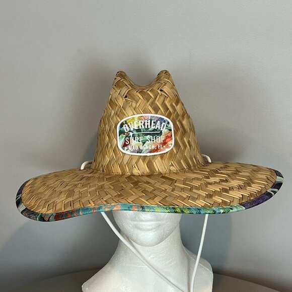 Overhead Surf Shop D. Friel Turtle Art Straw Lifeguard Hat Mad Beach Florida - Picture 2 of 16